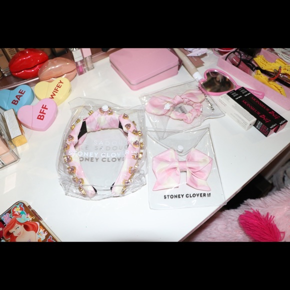 Stoney Clover x Lele watermelon gingham headband + scrunchie and bow